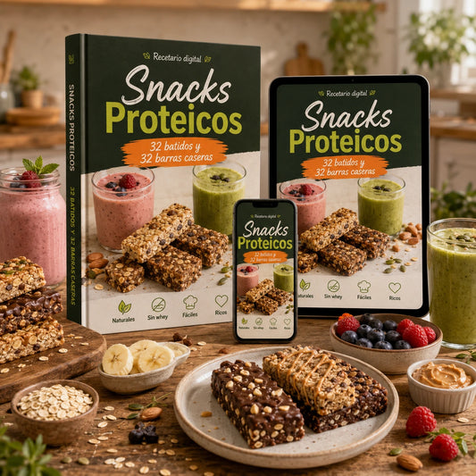Snacks Proteicos — Recetario de 32 Batidos y 32 Barras Caseras
